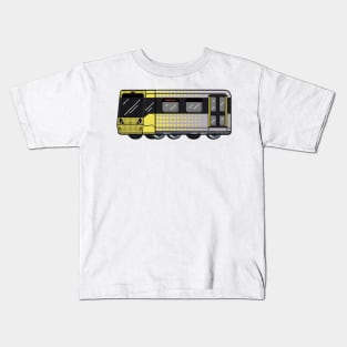 Manchester Metrolink tram graphic in Flux Systems style Kids T-Shirt